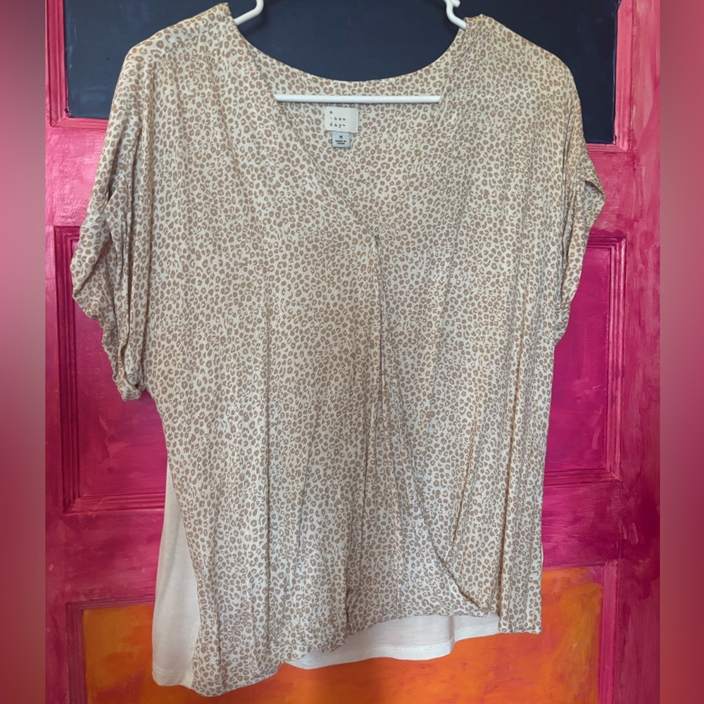 a new day Beige Animal Print Blouse